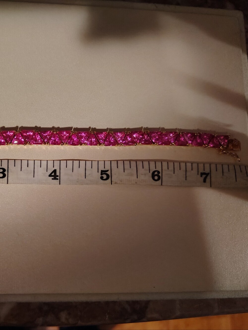 Suzanne Somers 7.5" Hot Pink Trillion CZ 925 Bracelet. - Picture 3 of 5